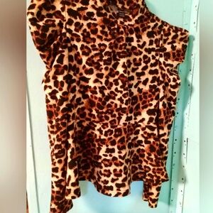 SHEIN Asymmetrical Brown and Black Blouse